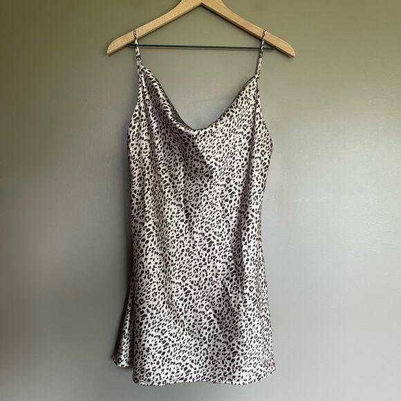 PRINCESS POLLY LEOPARD BETTA VANORE MINI DRESS Size 6 Silky Slip Dress Cream Tan - Picture 5 of 16